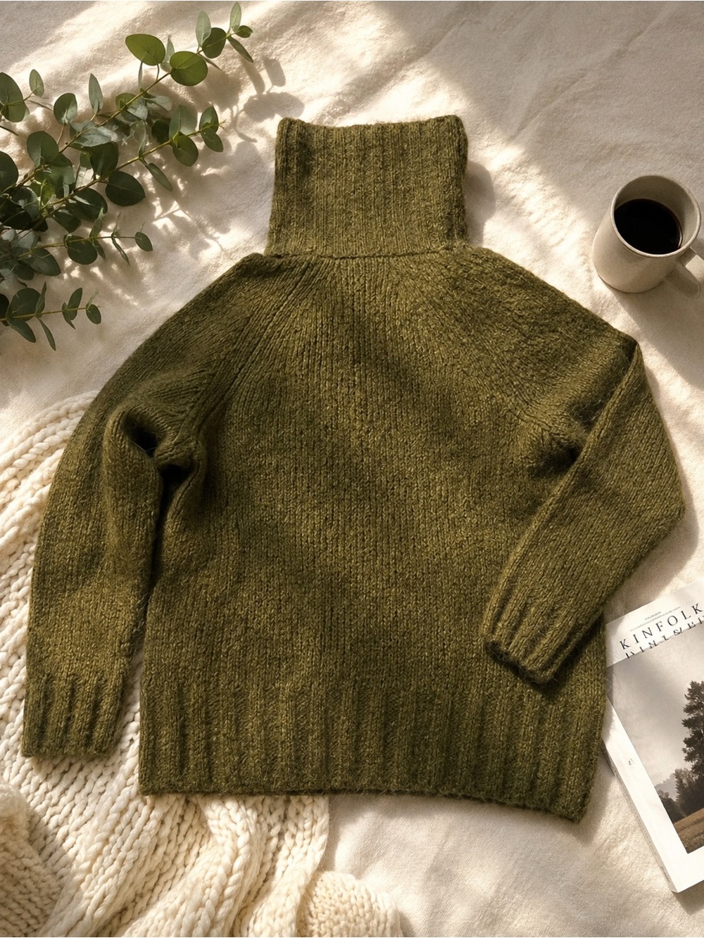Group Babaton Alpaca Blend Turtleneck Sweater Olive Green Size S